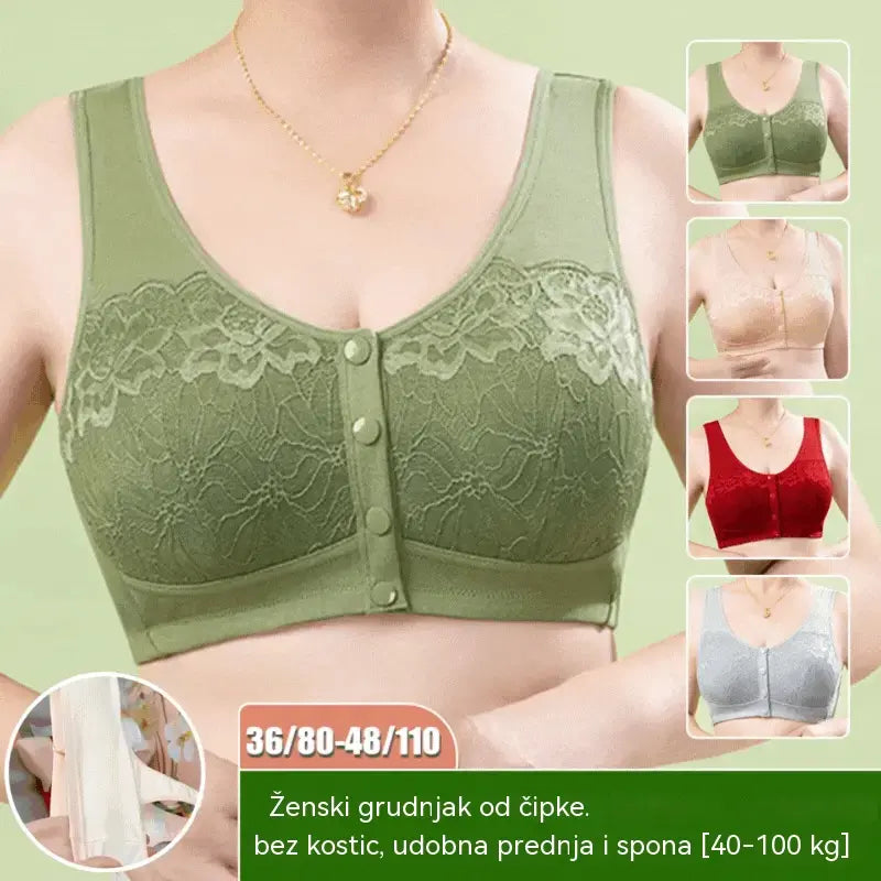 🔥【Set od 3 dijela】【40-100kg】Ženski čipkasti grudnjak bez žice, udobna kopča naprijed
