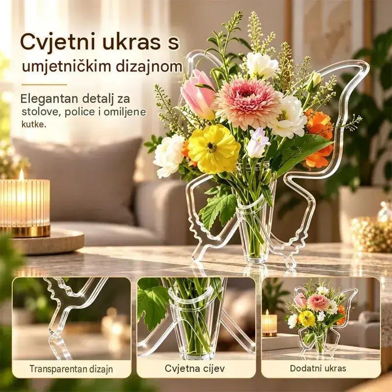 ✨🦋 Prozirna hidroponska vaza s motivom leptira | Kreativna ukrasna vaza za stol | Dekoracija za dom i dnevni boravak