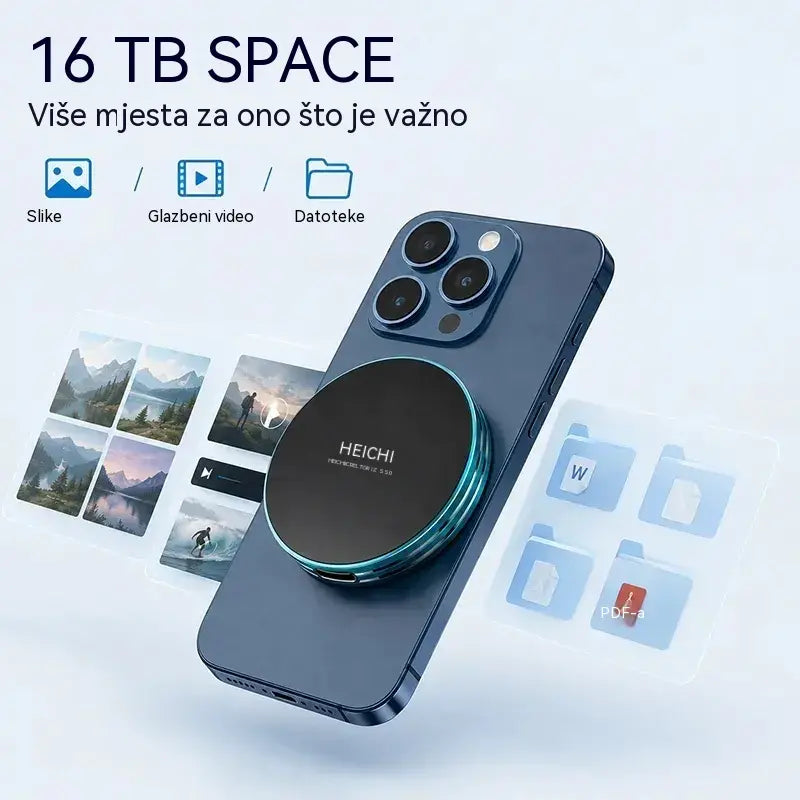⚡🧲Brzi magnetski prijenosni SSD od 16 TB | Brzina prijenosa 1050 MB/s i kompatibilnost s više uređaja