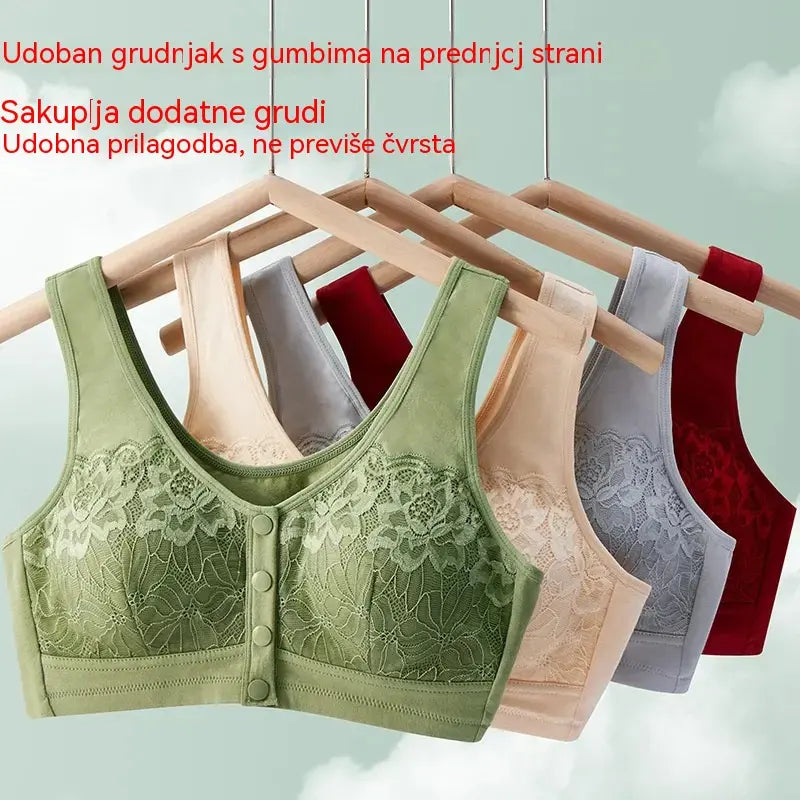 🔥【Set od 3 dijela】【40-100kg】Ženski čipkasti grudnjak bez žice, udobna kopča naprijed