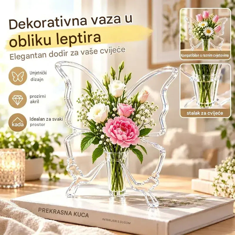 ✨🦋 Prozirna hidroponska vaza s motivom leptira | Kreativna ukrasna vaza za stol | Dekoracija za dom i dnevni boravak