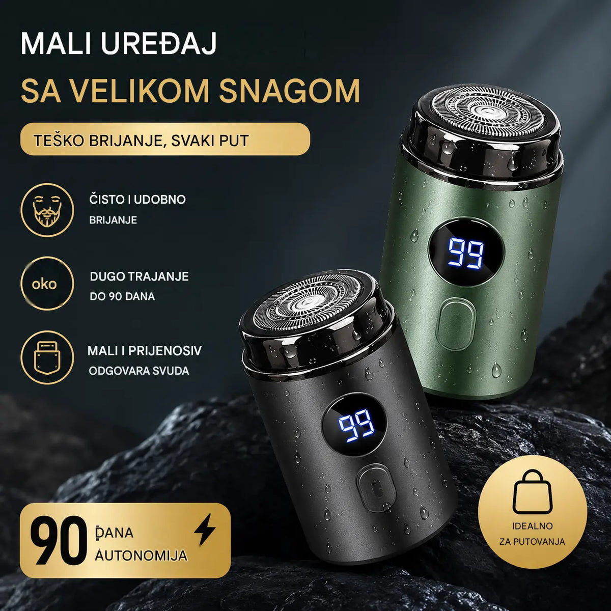 🔥Vrhunska ponuda: 50% POPUSTA🔥Moćan mini električni brijač za muškarce s digitalnim zaslonom