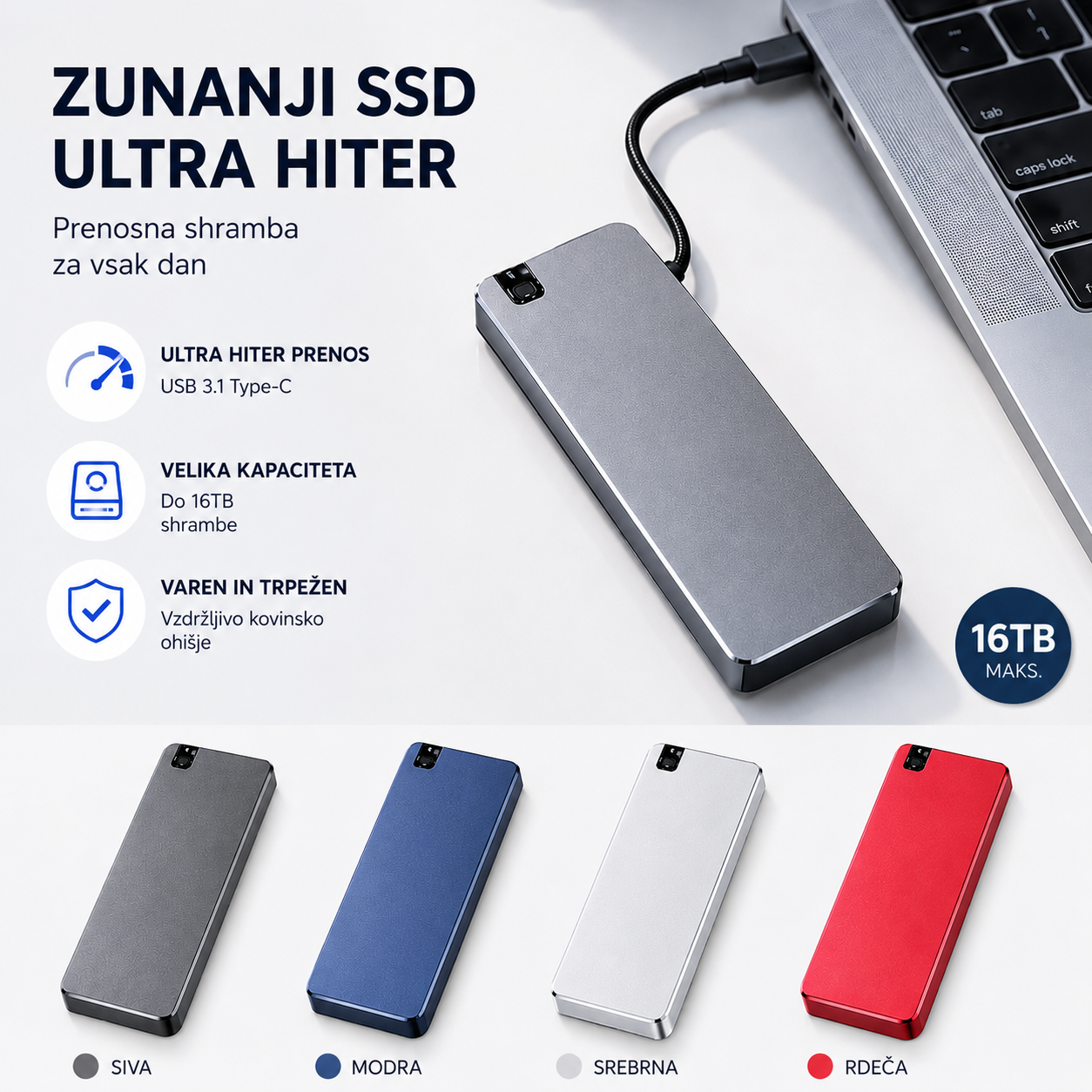 🔥【Prodano više od 9999 komada】Prijenosni tvrdi disk s ultra brzim prijenosom od 150 MB/s【16 TB】