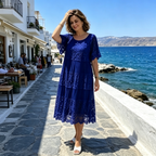 🔥👗【S-5XL】Kratke haljine od čipke s okruglim izrezom i kratkim rukavima | Visokokvalitetna izrada s profinjenim detaljima