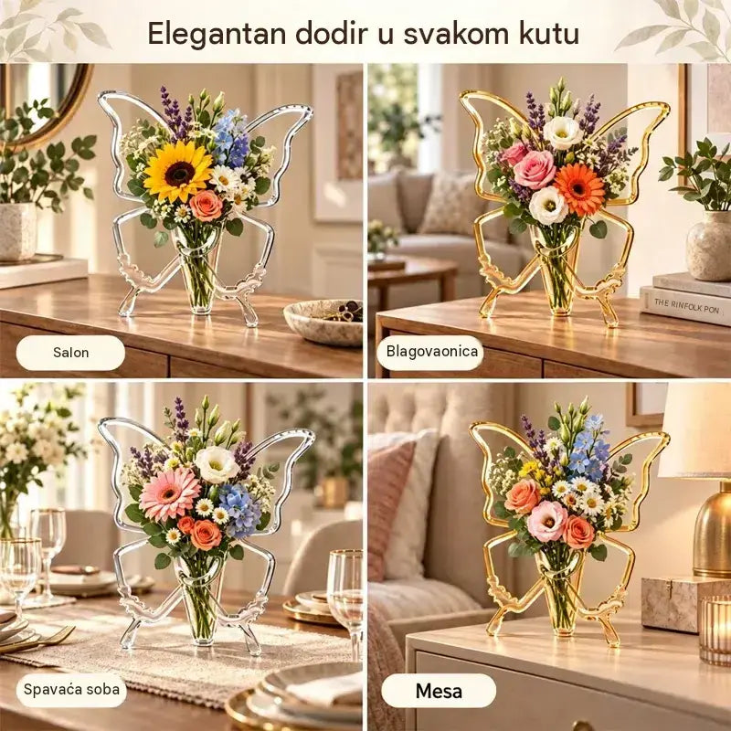 ✨🦋 Prozirna hidroponska vaza s motivom leptira | Kreativna ukrasna vaza za stol | Dekoracija za dom i dnevni boravak