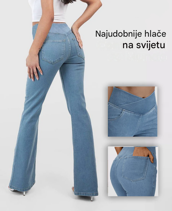 👖【XS-4XL】Novi modni traperice visokog struka, uskog kroja i zvonastog kroja, podižu bokove i vizualno učvršćuju figuru