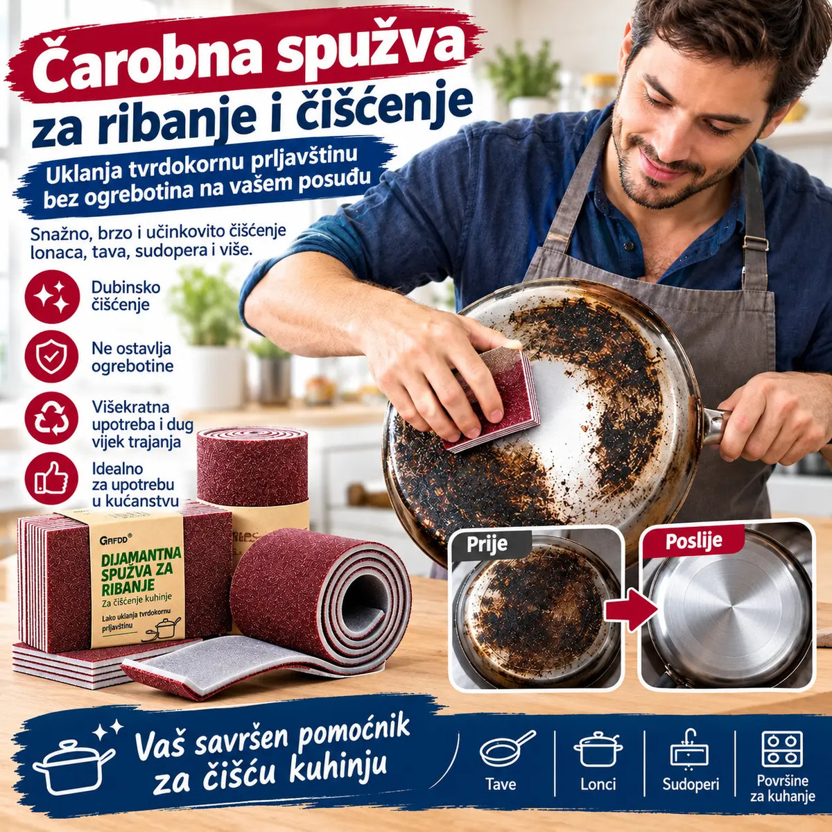 👍🏻【Pakiranje od 20 komada】Dvostrana brusna spužva, snažna i višenamjenska za čišćenje