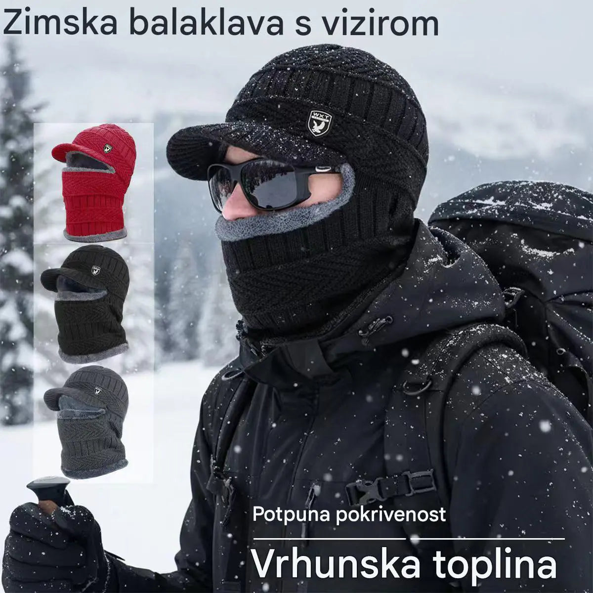 🔥【Ograničena ponuda + Besplatna dostava】Jednodijelna kapa od debele vune, otporna na vjetar, pogodna za vanjsku upotrebu
