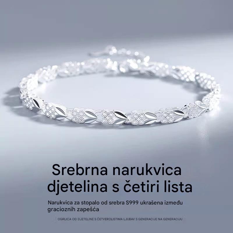 🎁【 Kupi 1, dobiješ 1 gratis!】💖🍀Nova moderna ženska narukvica od srebra 925 s djetelinom s četiri lista