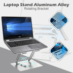 💥💻【Akcija – 40% popusta!】Rotirajući stalak od aluminijske legure za prijenosno računalo i tablet