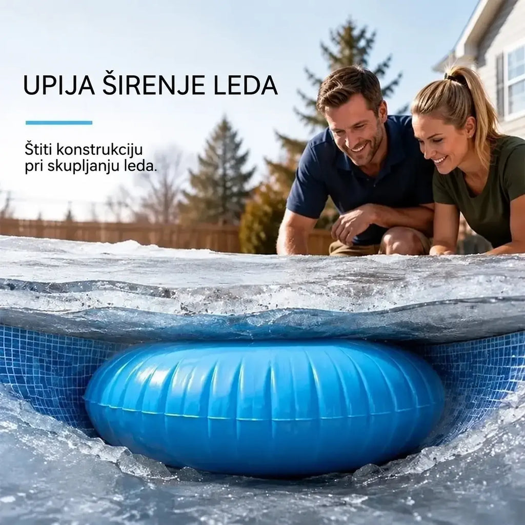 ❄️Napuhani jastuk za bazen — štiti konstrukciju od pritiska leda i pomaže odvoditi vodu i snijeg