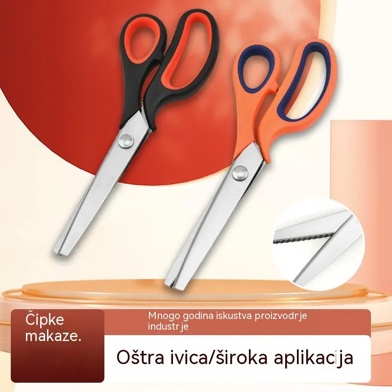 ✂️✂️Profesionalne škare za precizno rezanje – oštre škare s nazubljenom oštricom za tkaninu, papir, kožu i druge materijale