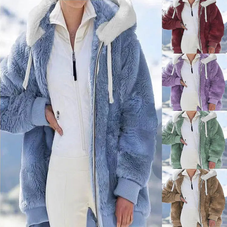 ✨Zimski bestseler🔥【S–5XL】Kvalitetna ženska topla jakna od baršunastog materijala s kontrastnim prugama